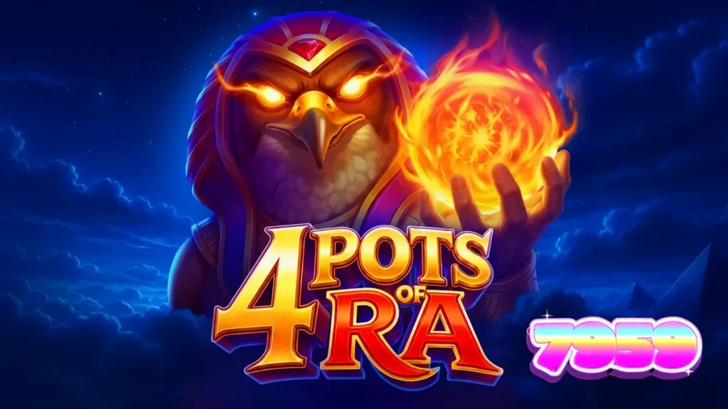 Interface do jogo 4 Pots of Ra: Hold and Win com temática egípcia